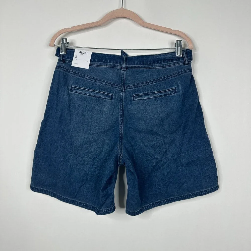 NWT White House Black Market Denim Short w/ Self Tie Victoria Medium 10 - Picture 3 of 7